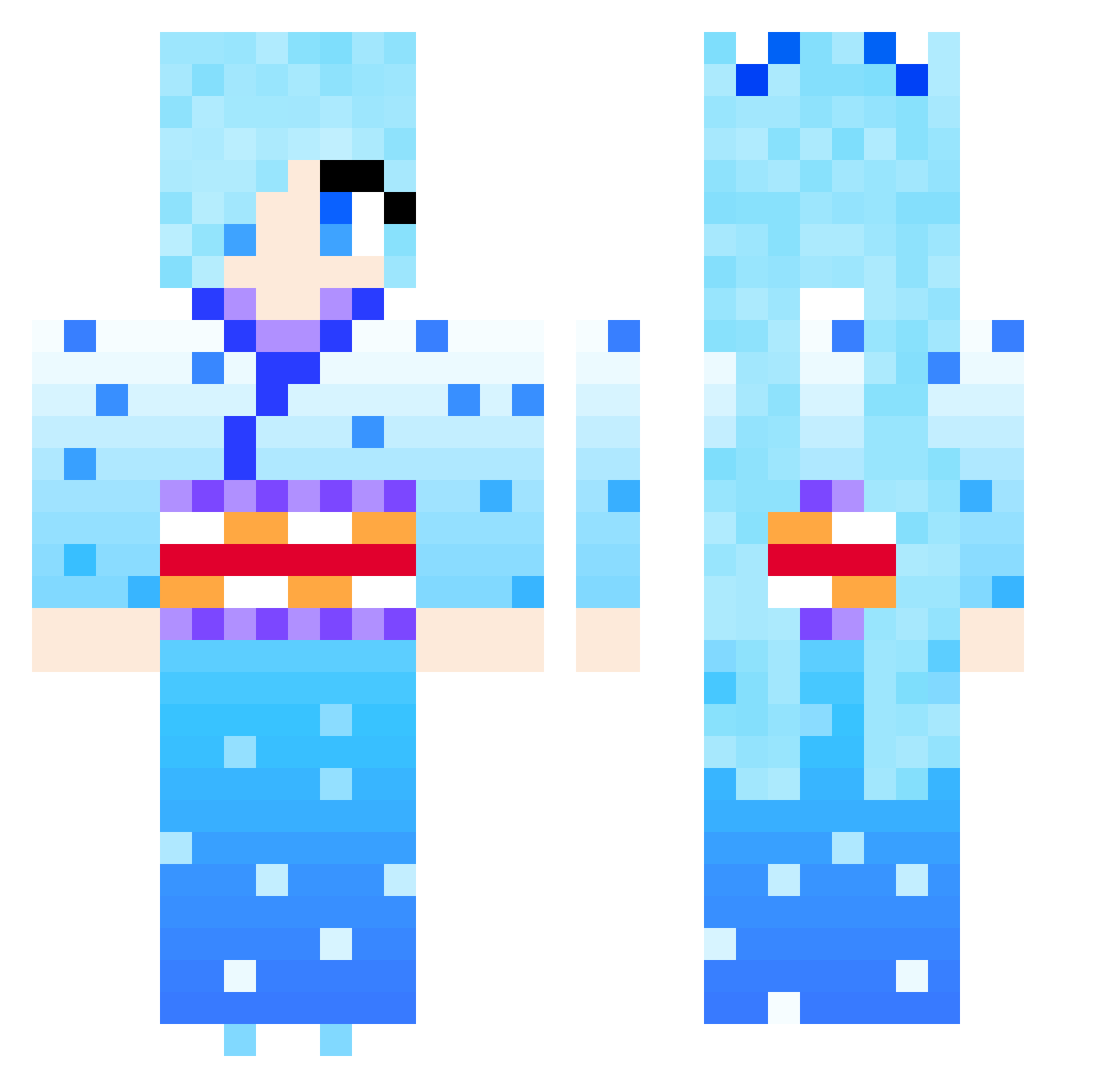 Kiara16 Minecraft skin, front and back view