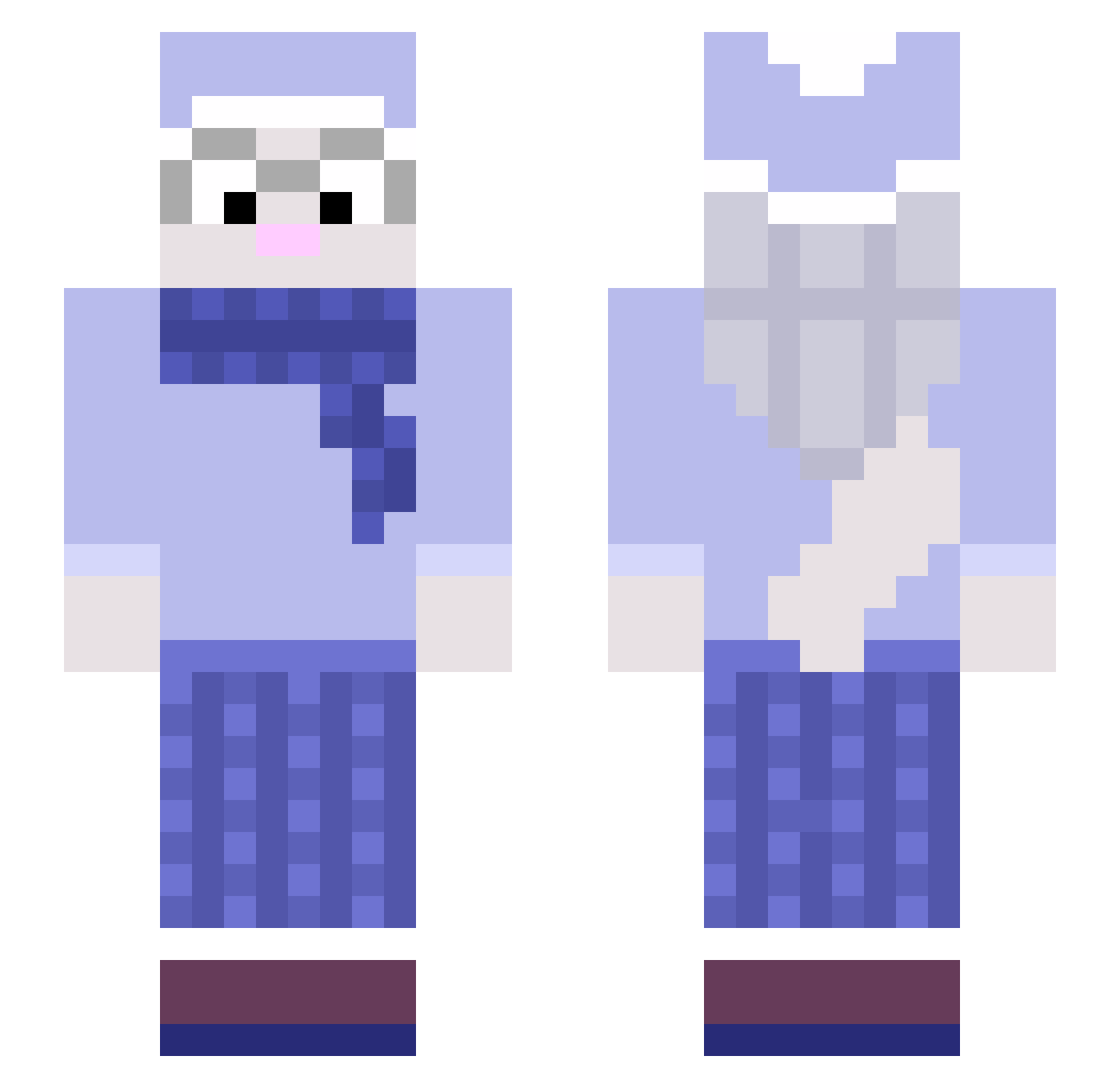 SleebySylvie Minecraft skin, front and back view