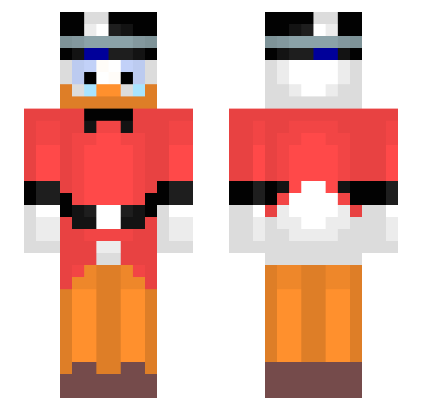 SuperbDucko Minecraft skin, front and back view