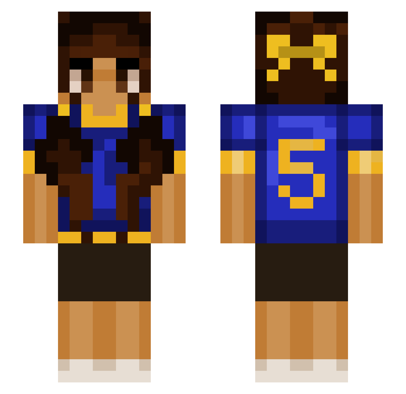 Tobbietoime Minecraft skin, front and back view