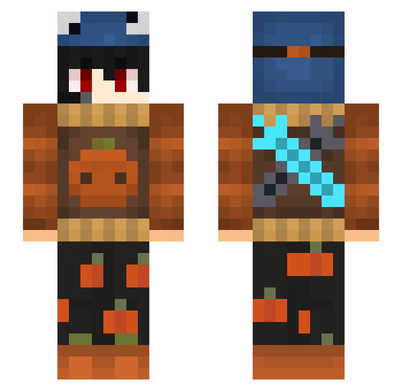 Nikolas728YT Minecraft skin, front and back view