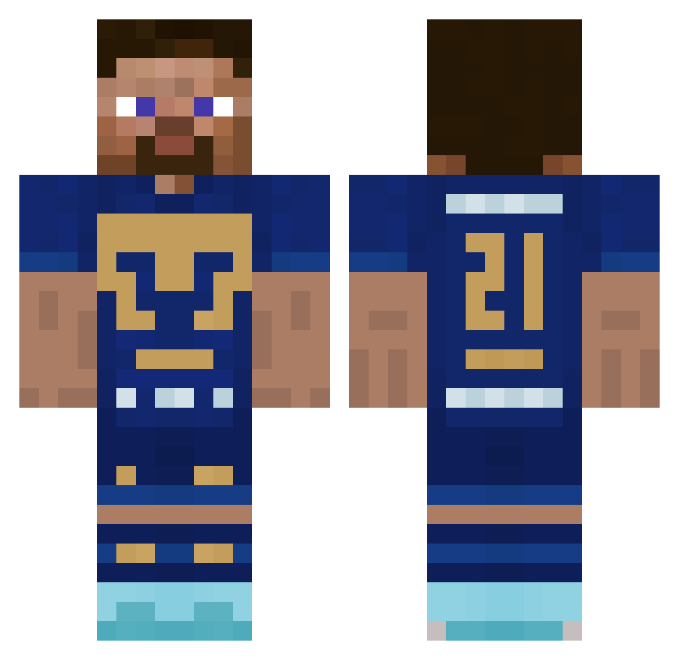 Justpikolin Minecraft skin, front and back view