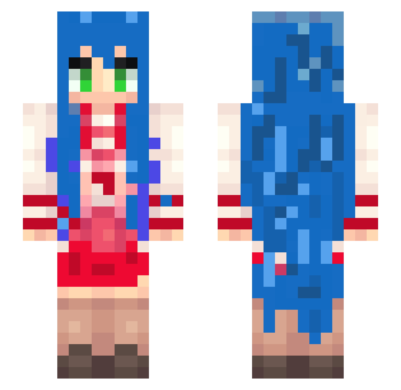 awex Minecraft skin, front and back view