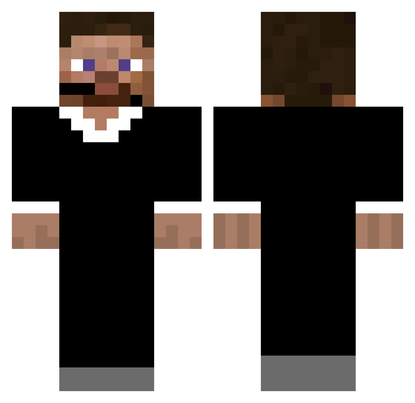 Symbiontic Minecraft skin, front and back view