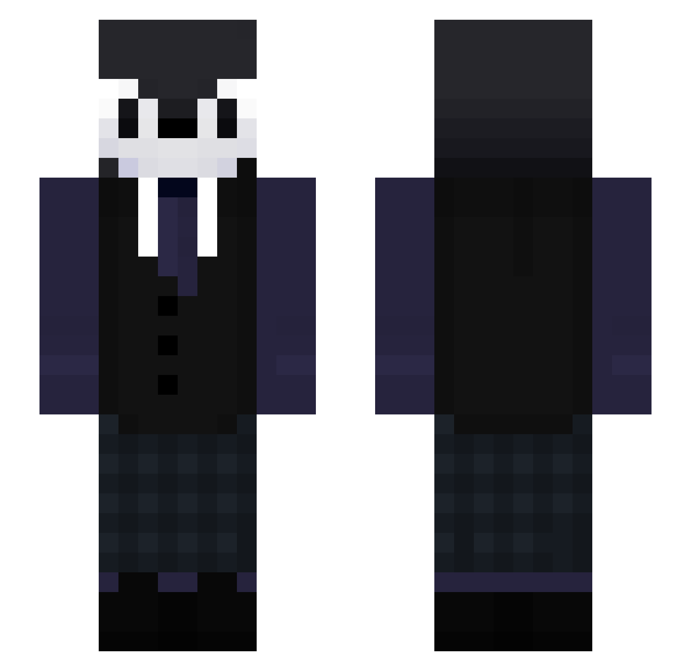 SimplyFnafo Minecraft skin, front and back view