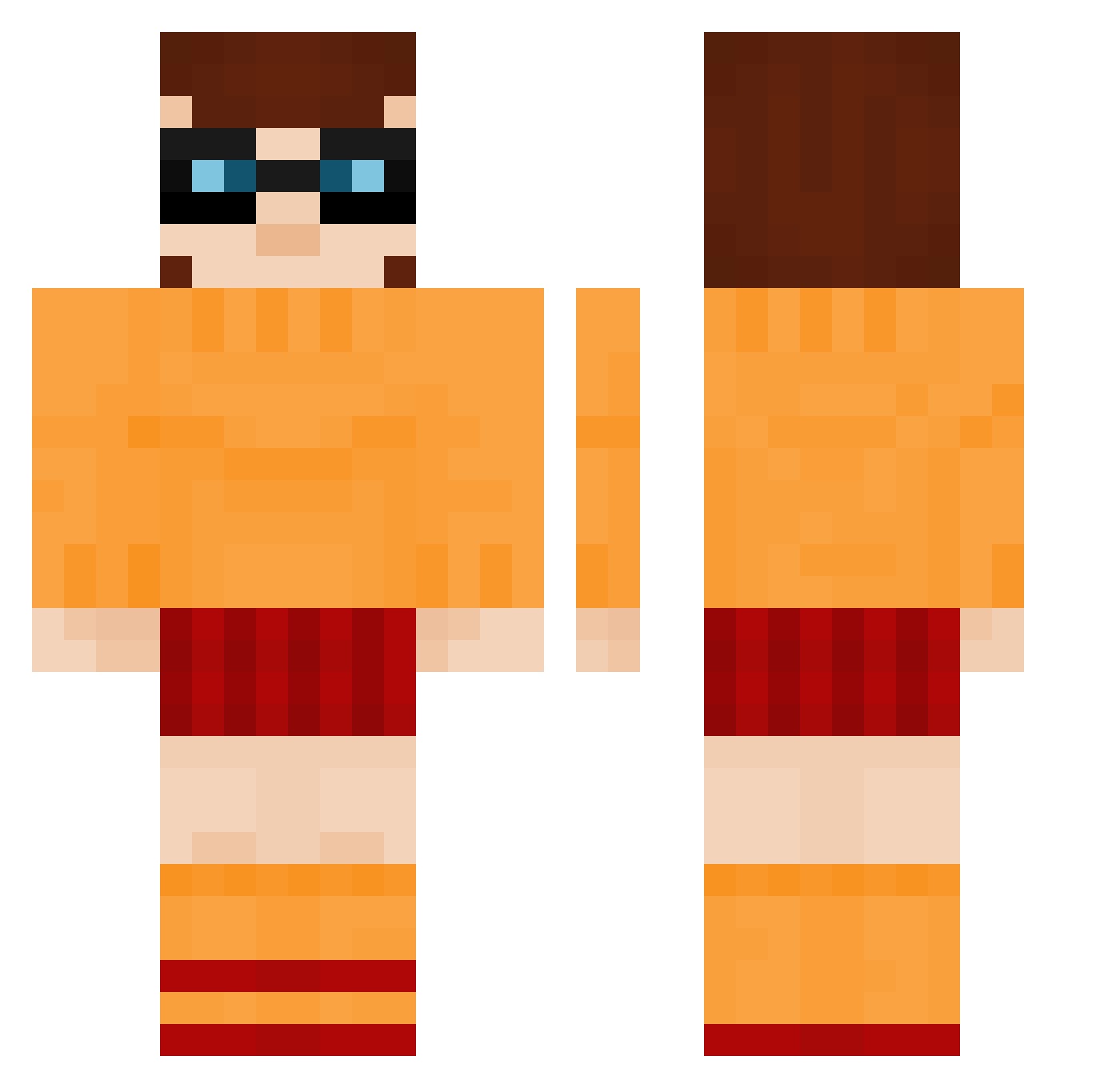 Predwell Minecraft skin, front and back view