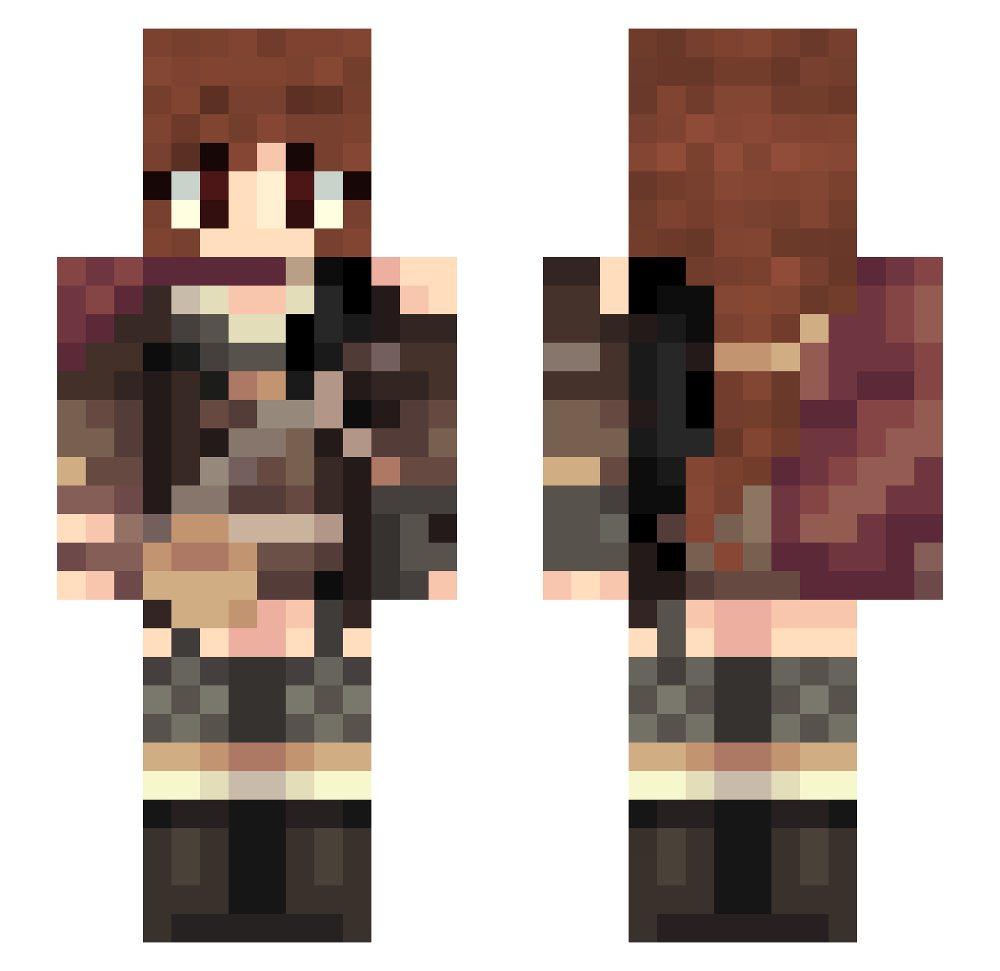 Idiocy_Embodied Minecraft skin, front and back view