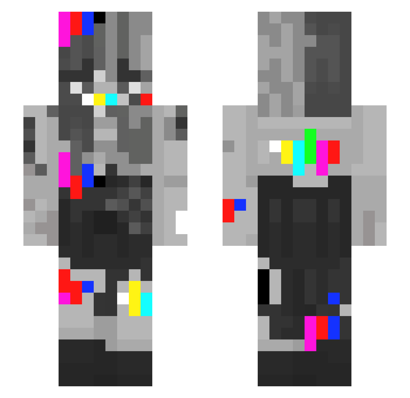 Iclipso Minecraft skin, front and back view