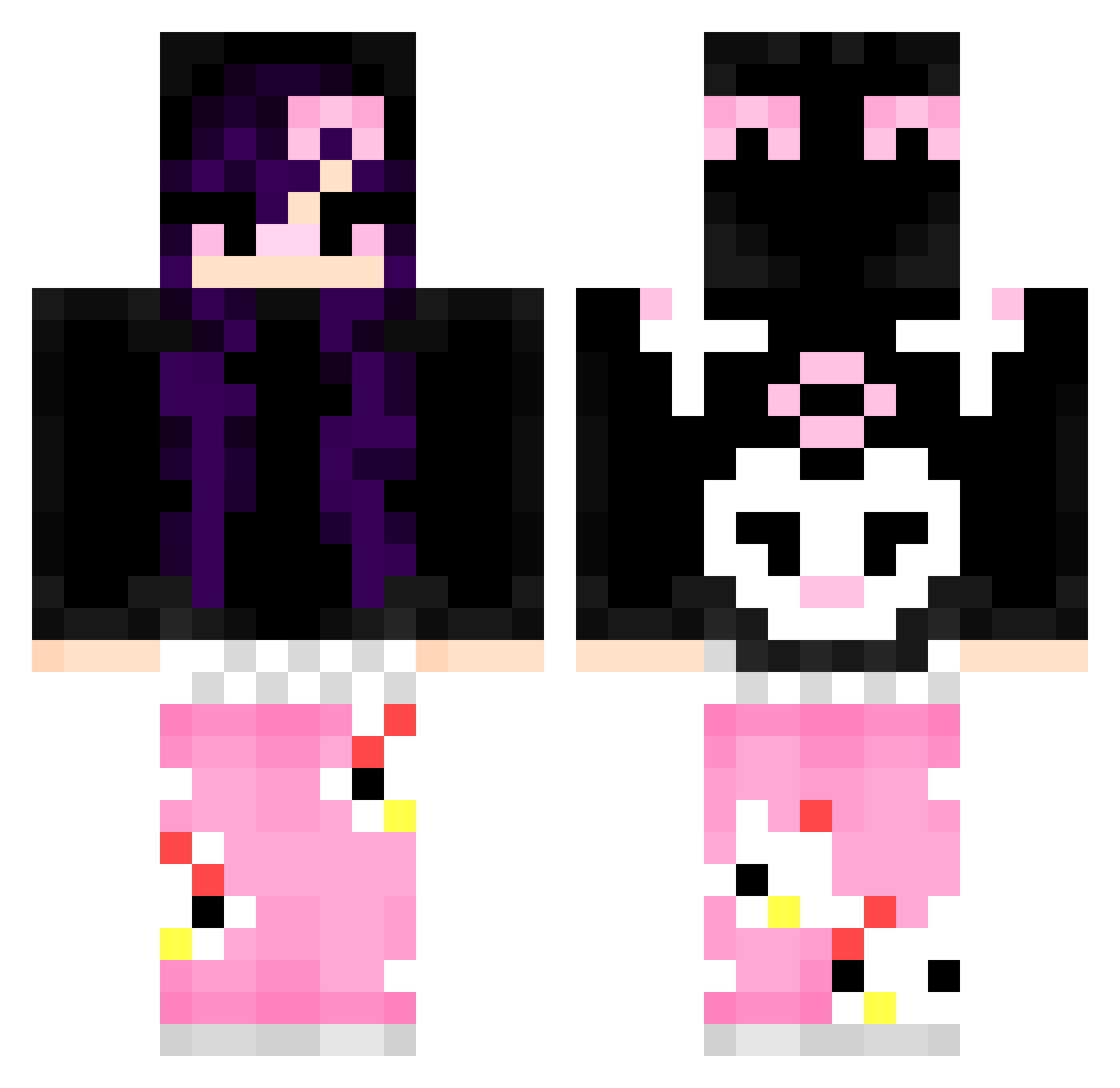 desquartizada Minecraft skin, front and back view