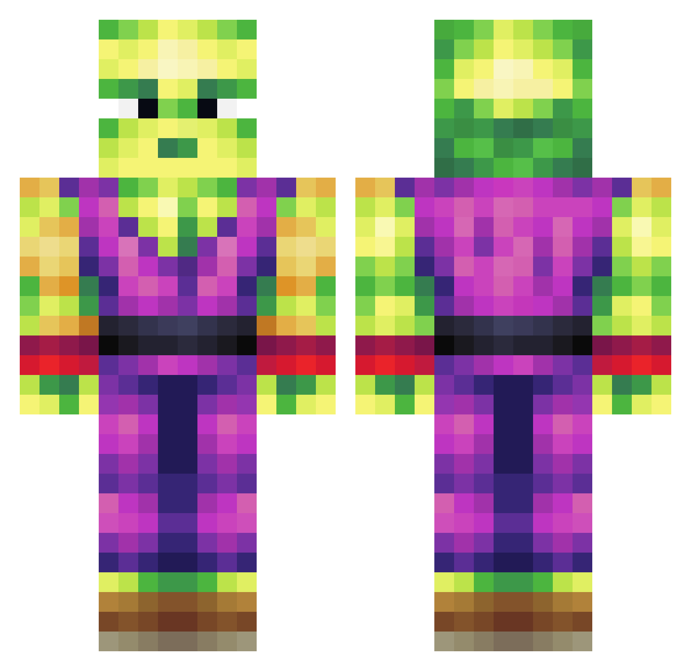 Snenso Minecraft skin, front and back view