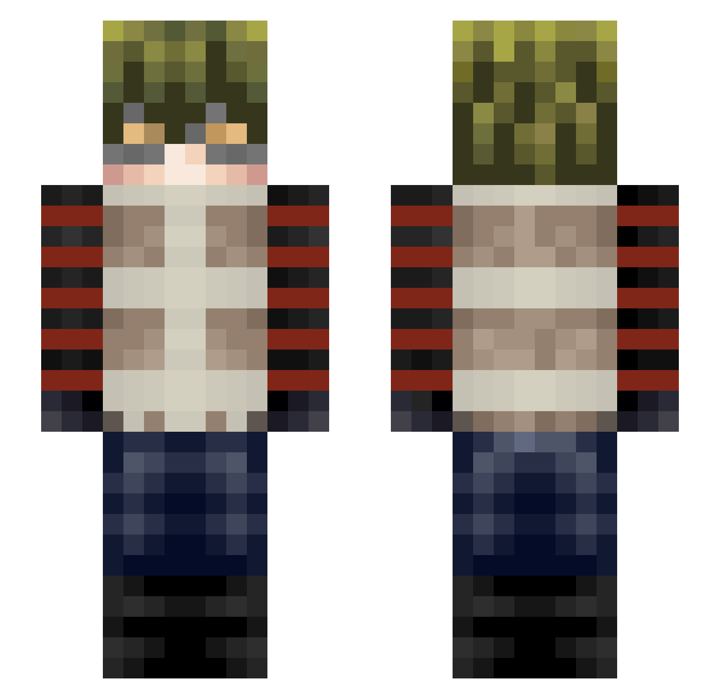GUIV0O Minecraft skin, front and back view