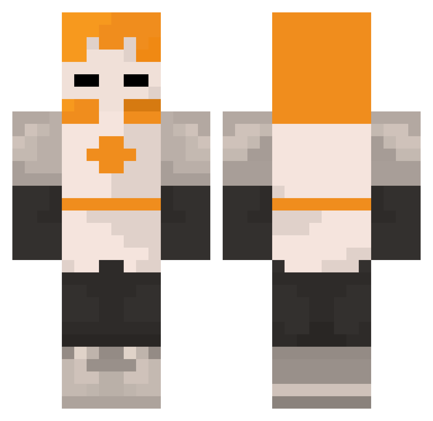 Rockgor Minecraft skin, front and back view