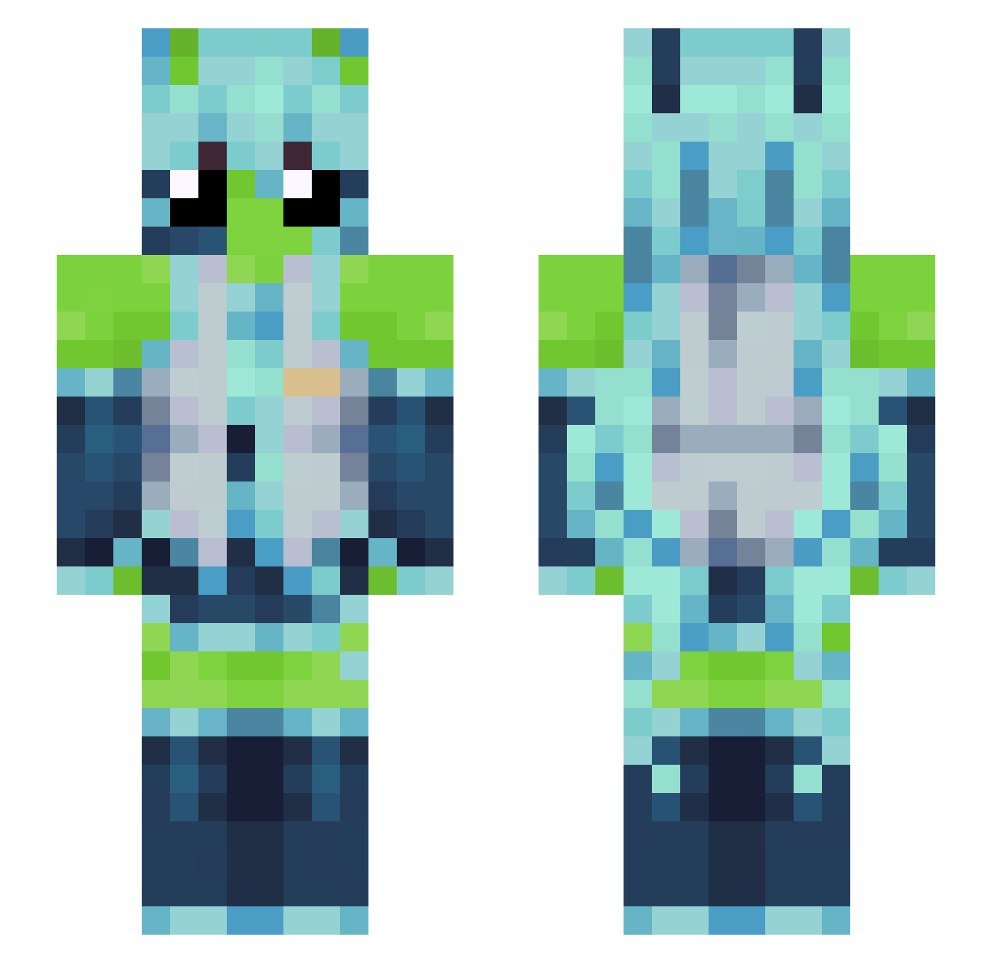 lazykawaiipeep Minecraft skin, front and back view