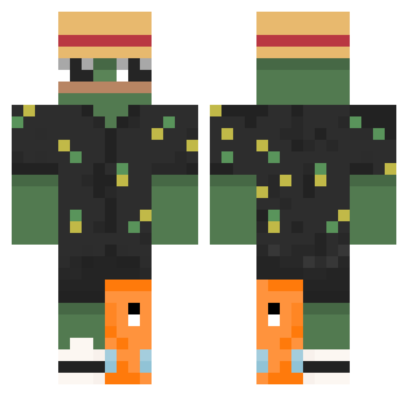 gl1tch32 Minecraft skin, front and back view