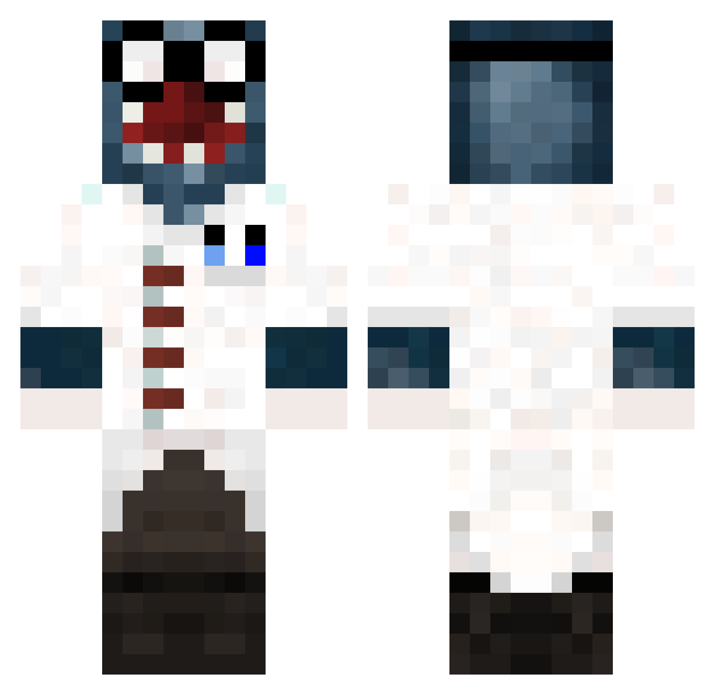 dcrsquid Minecraft skin, front and back view