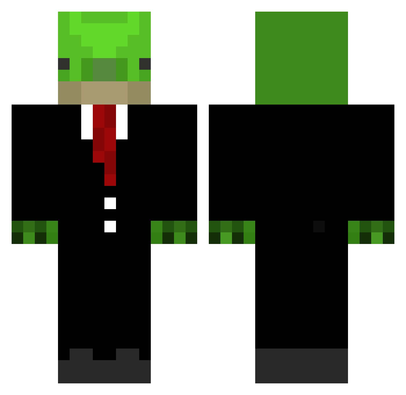 Disparted Minecraft skin, front and back view