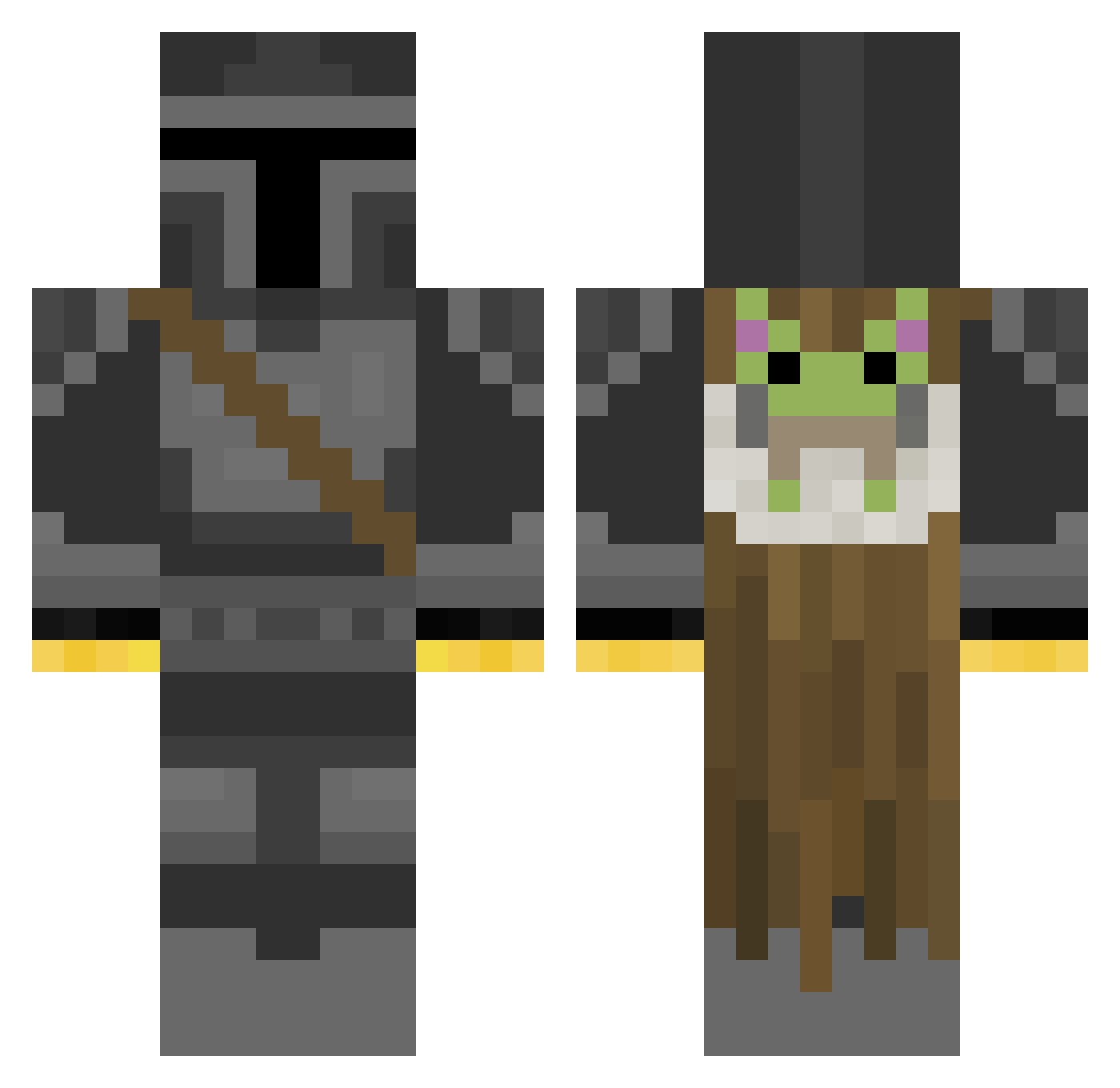 Perrolax Minecraft skin, front and back view