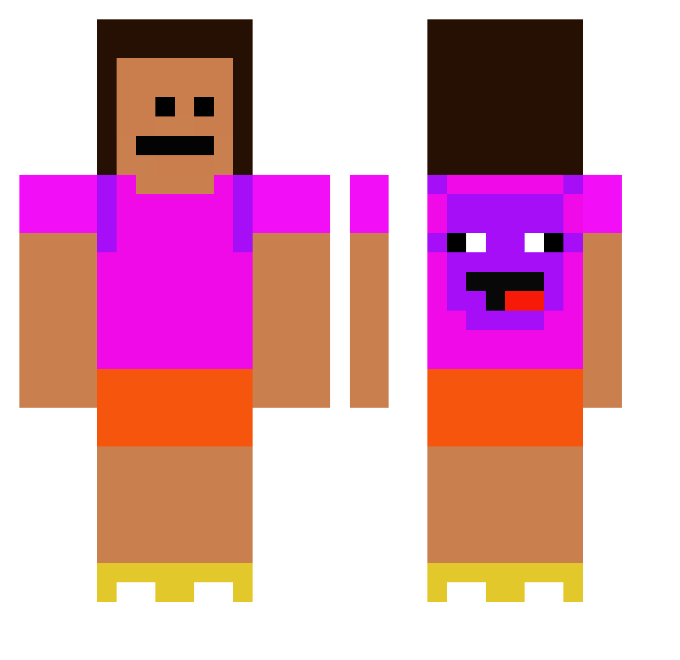 Hadesse Minecraft skin, front and back view