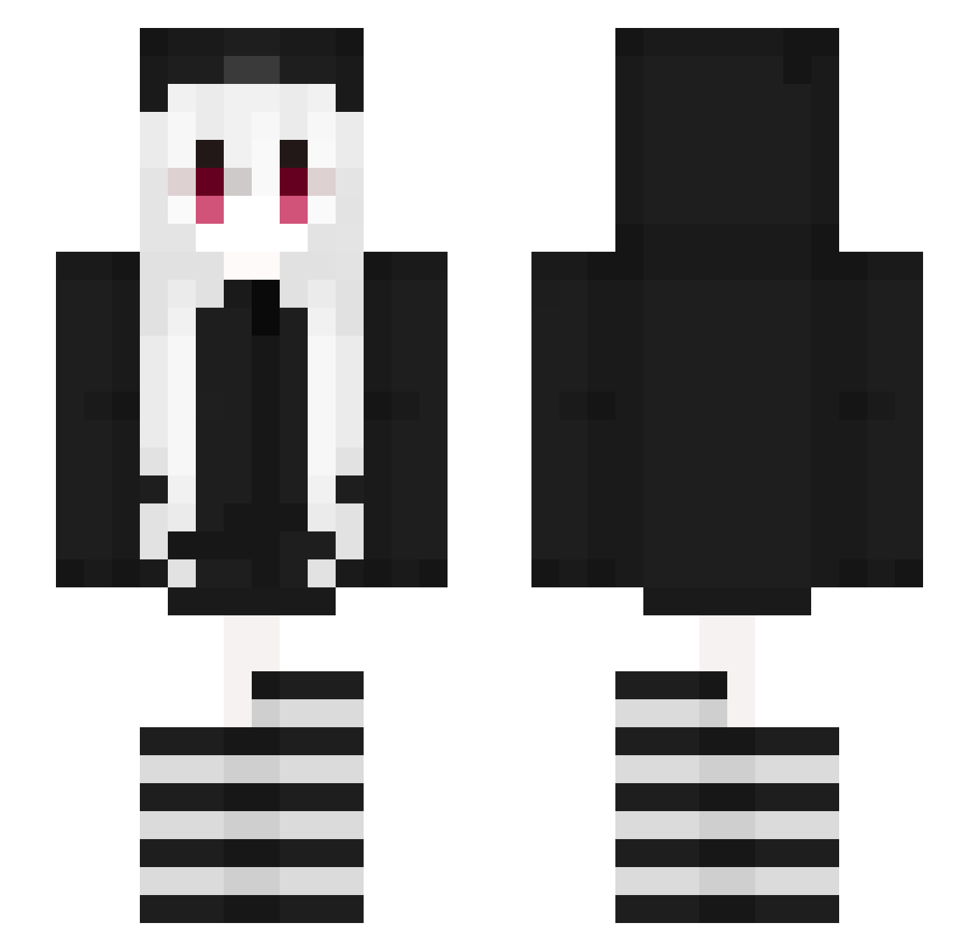 midnighl Minecraft skin, front and back view