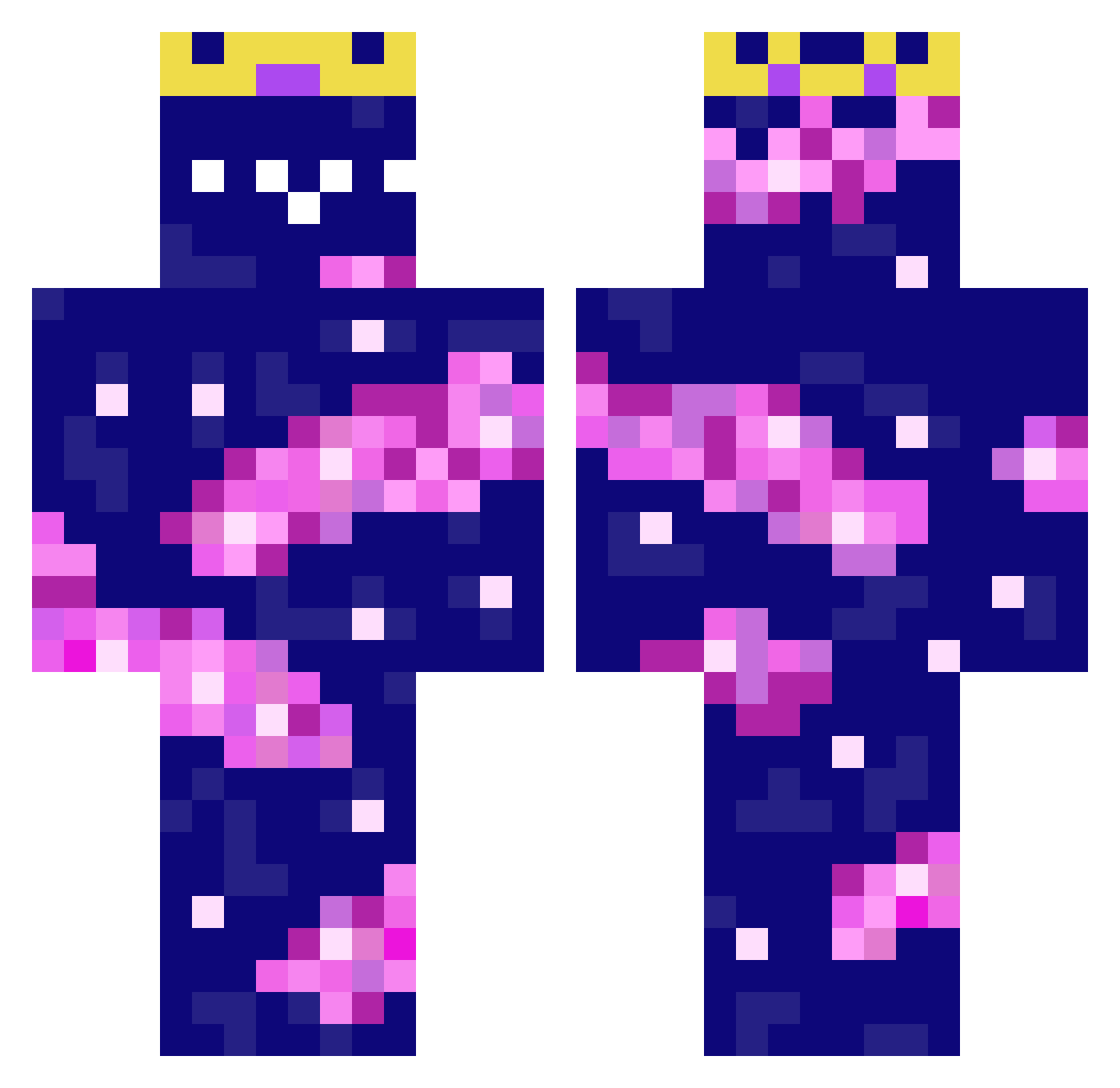 DeathByKafe Minecraft skin, front and back view