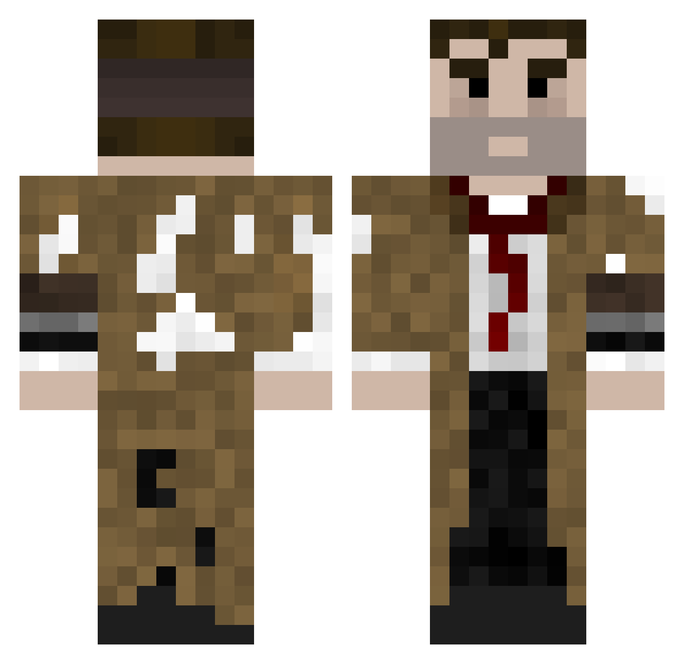 1dude2Guns Minecraft skin, front and back view