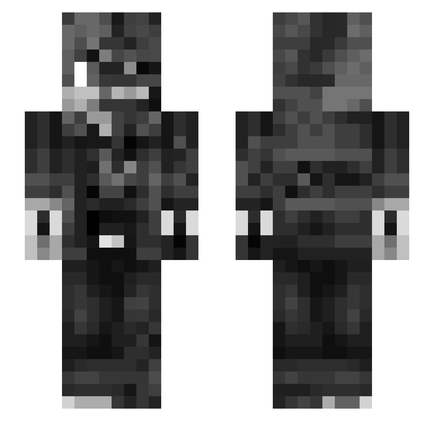 SPOOMD Minecraft skin, front and back view