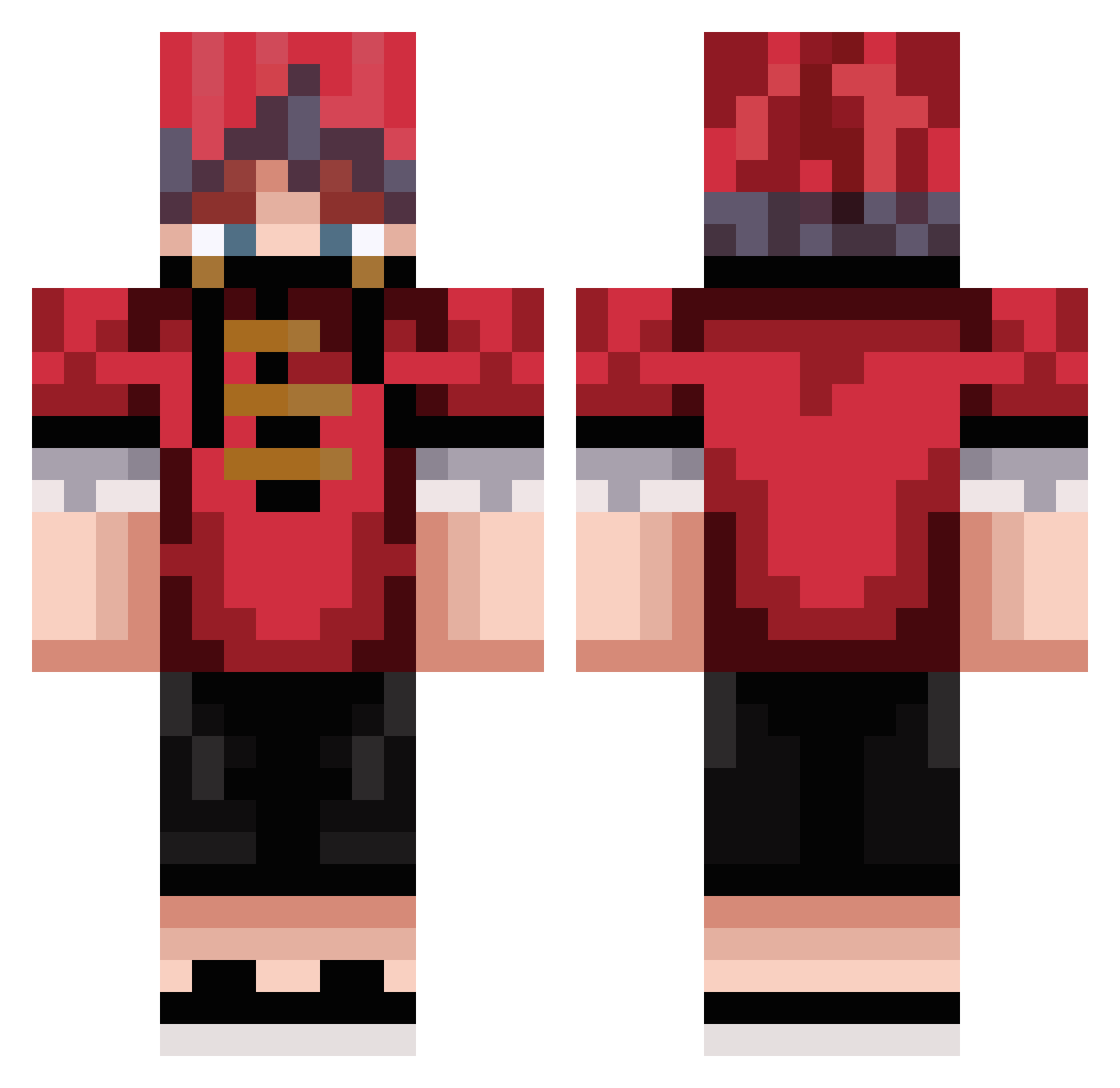 UpFugax Minecraft skin, front and back view