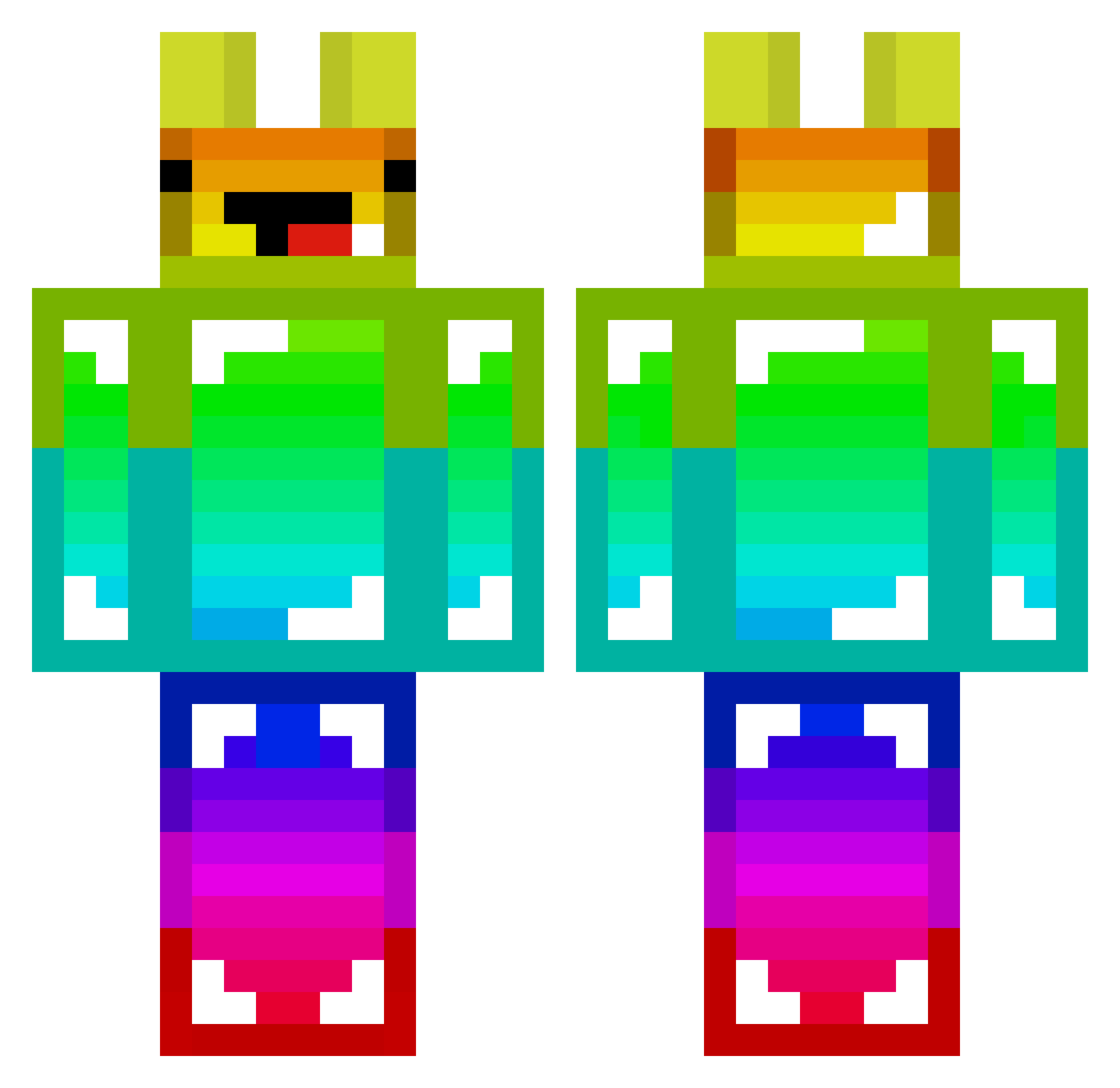 Macius10 Minecraft skin, front and back view