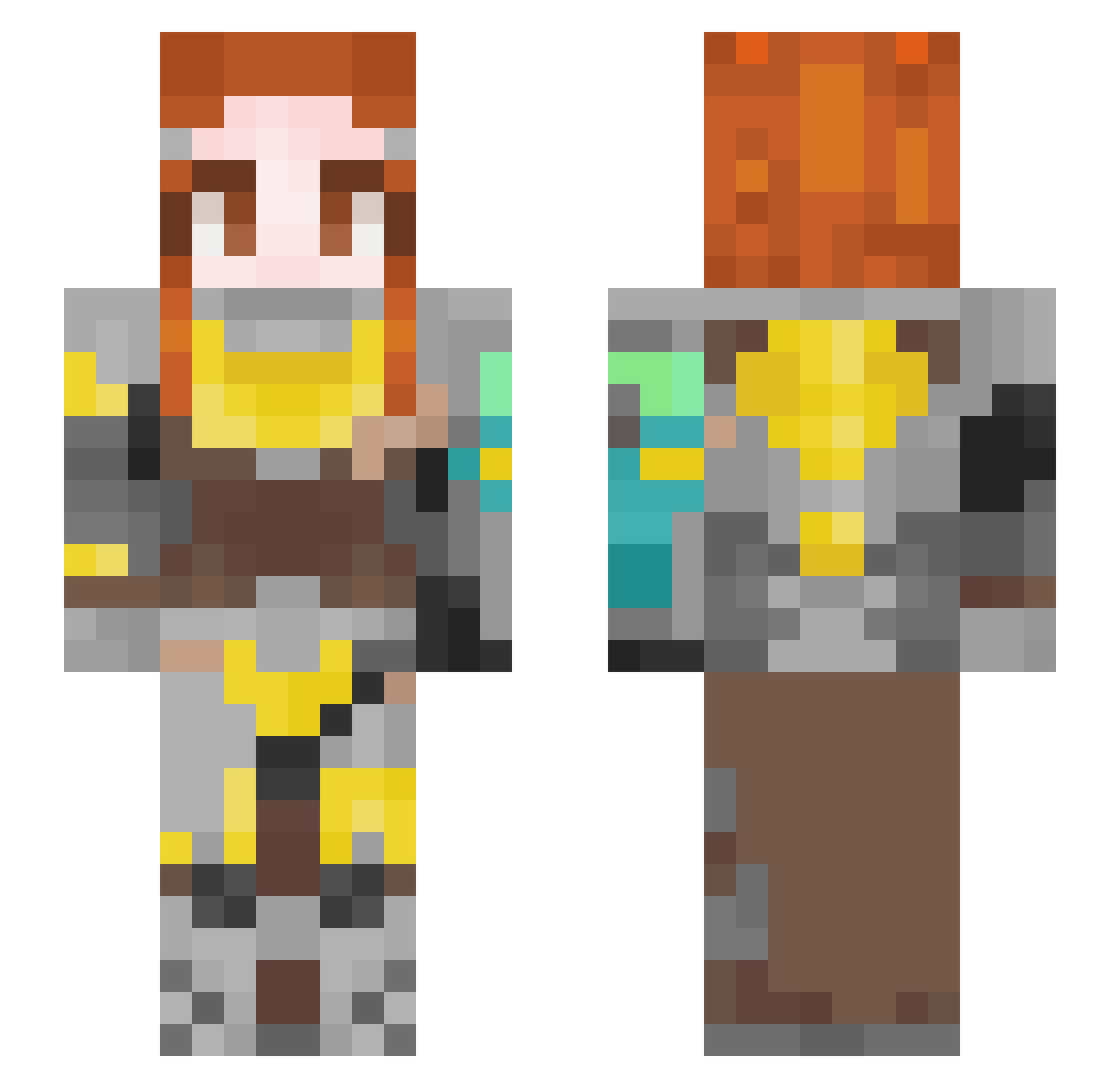 PrestoPluto Minecraft skin, front and back view