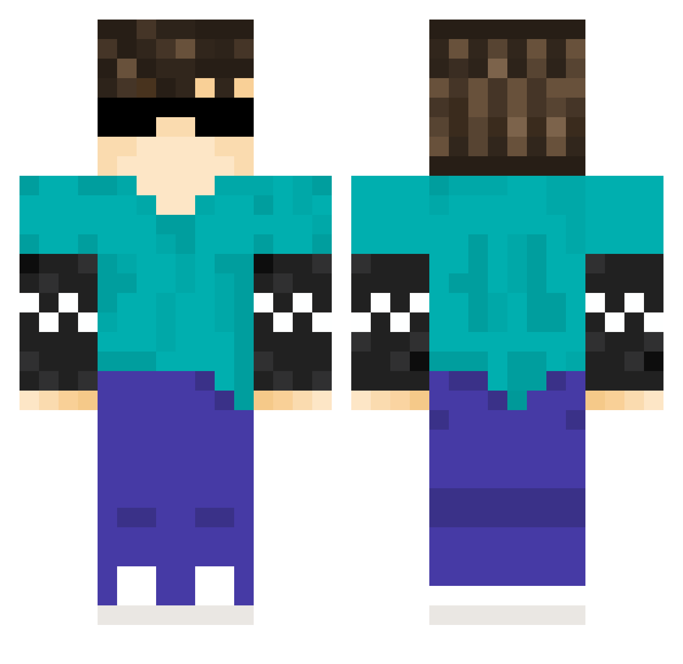 Falkocias Minecraft skin, front and back view