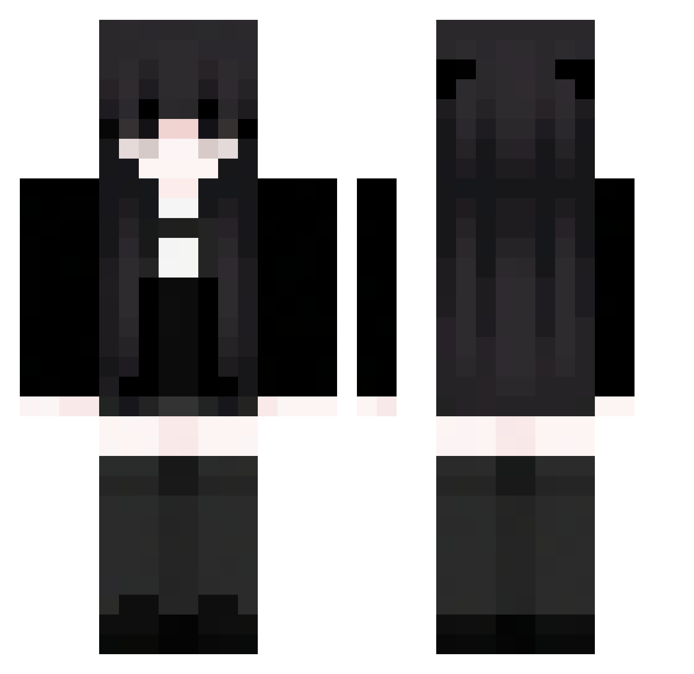 Nanasuka Minecraft skin, front and back view