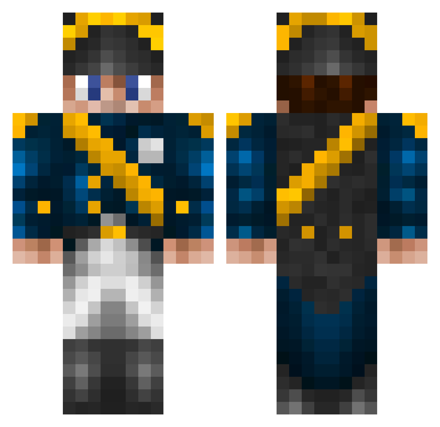 xXZizkaXx Minecraft skin, front and back view