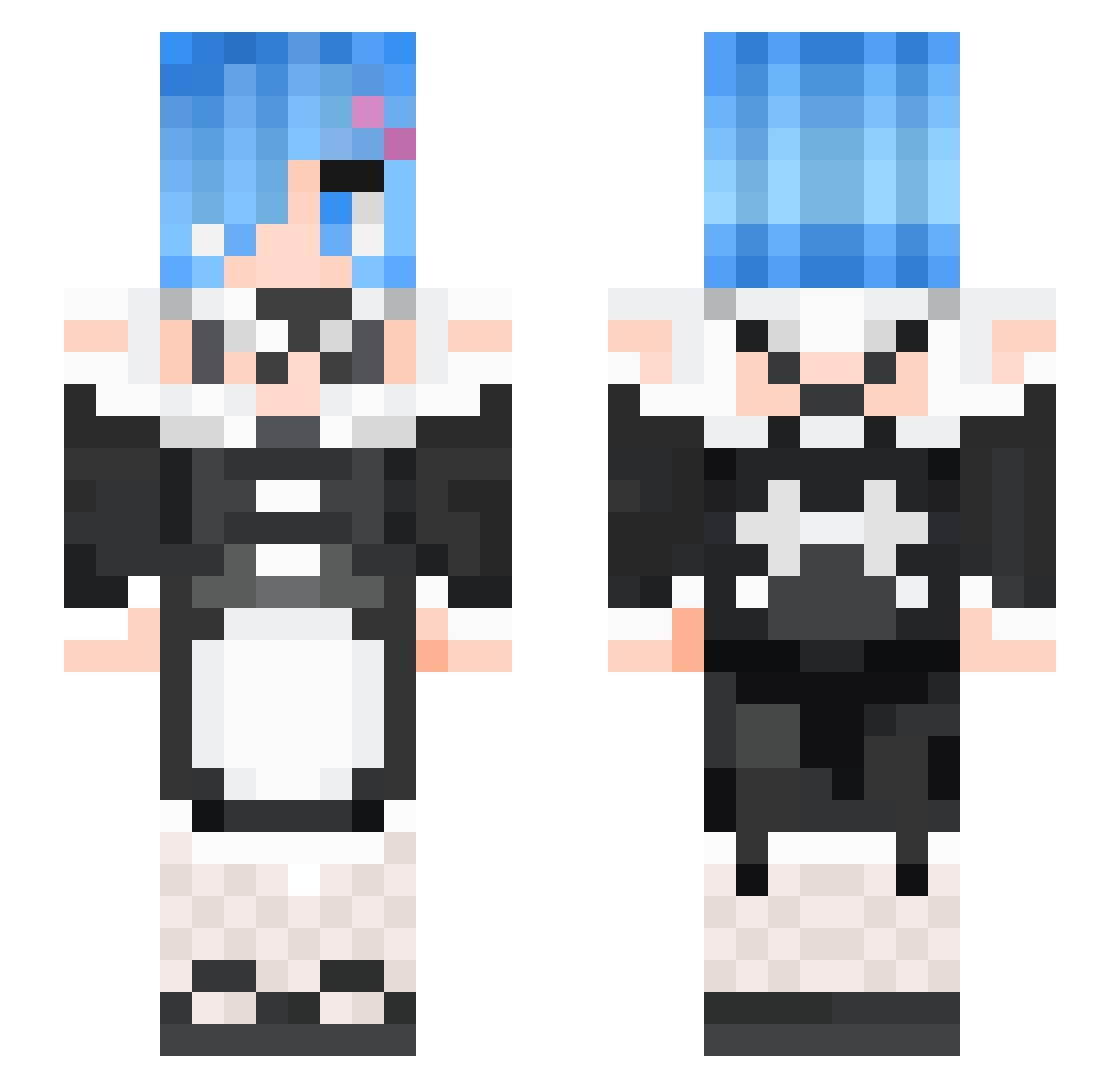 SmokeyRivers Minecraft skin, front and back view