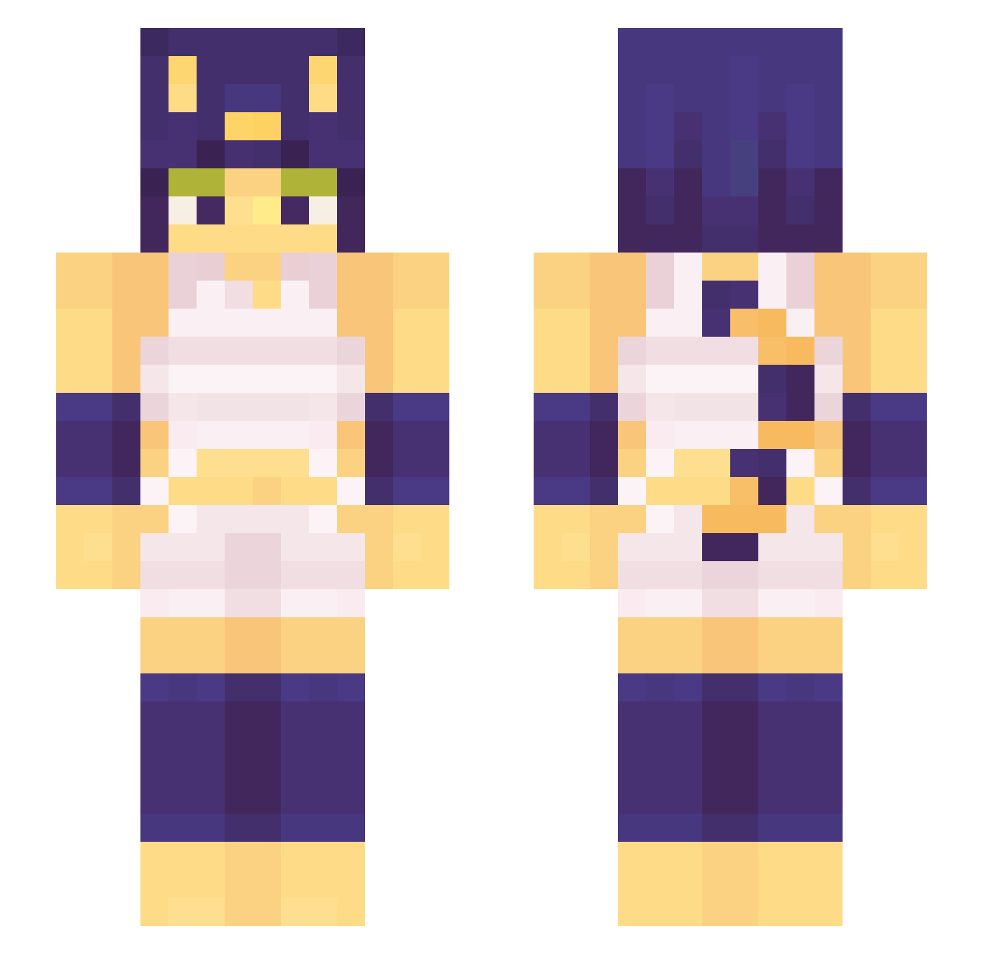 Mwfin Minecraft skin, front and back view