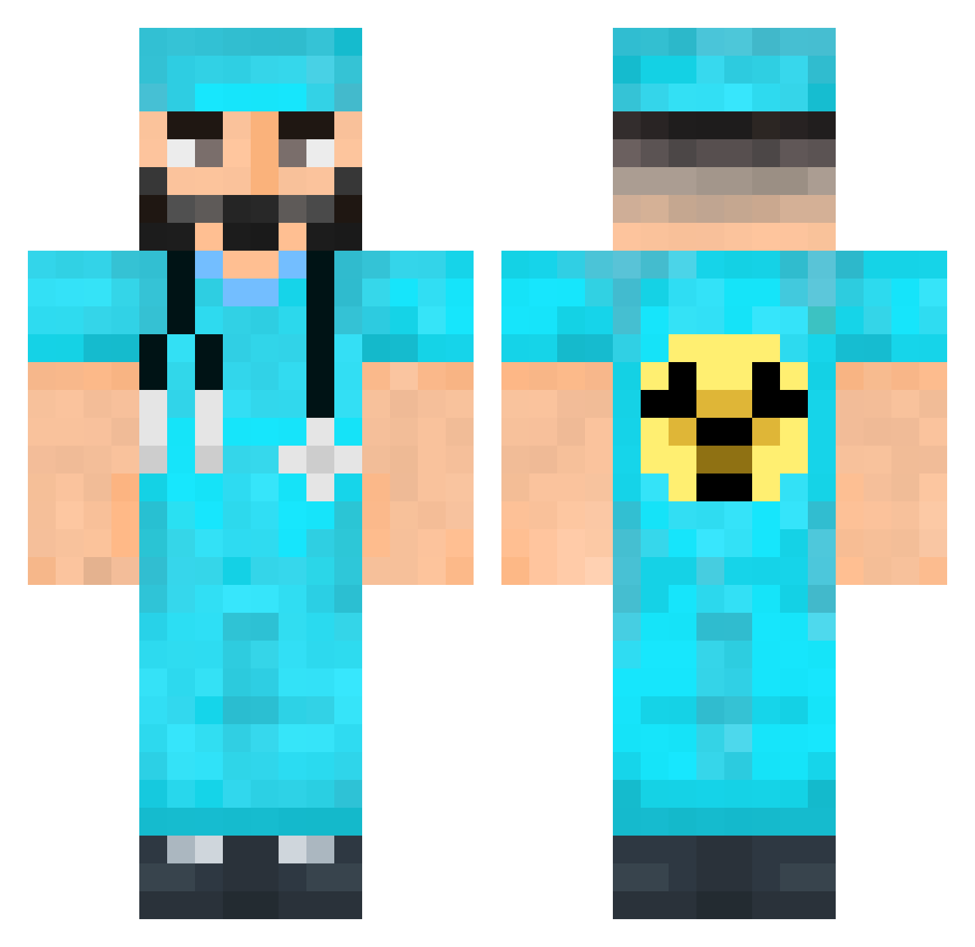 TheSle5her Minecraft skin, front and back view
