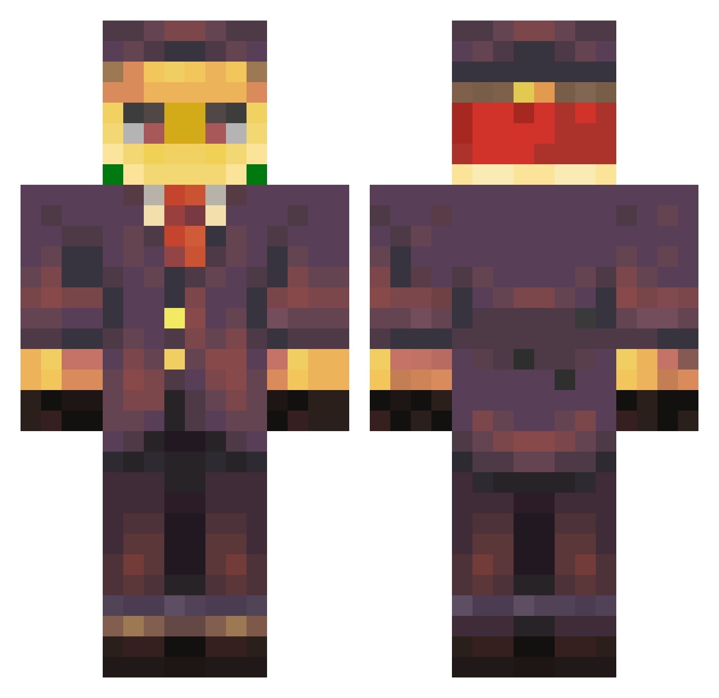 Orange_crust Minecraft skin, front and back view