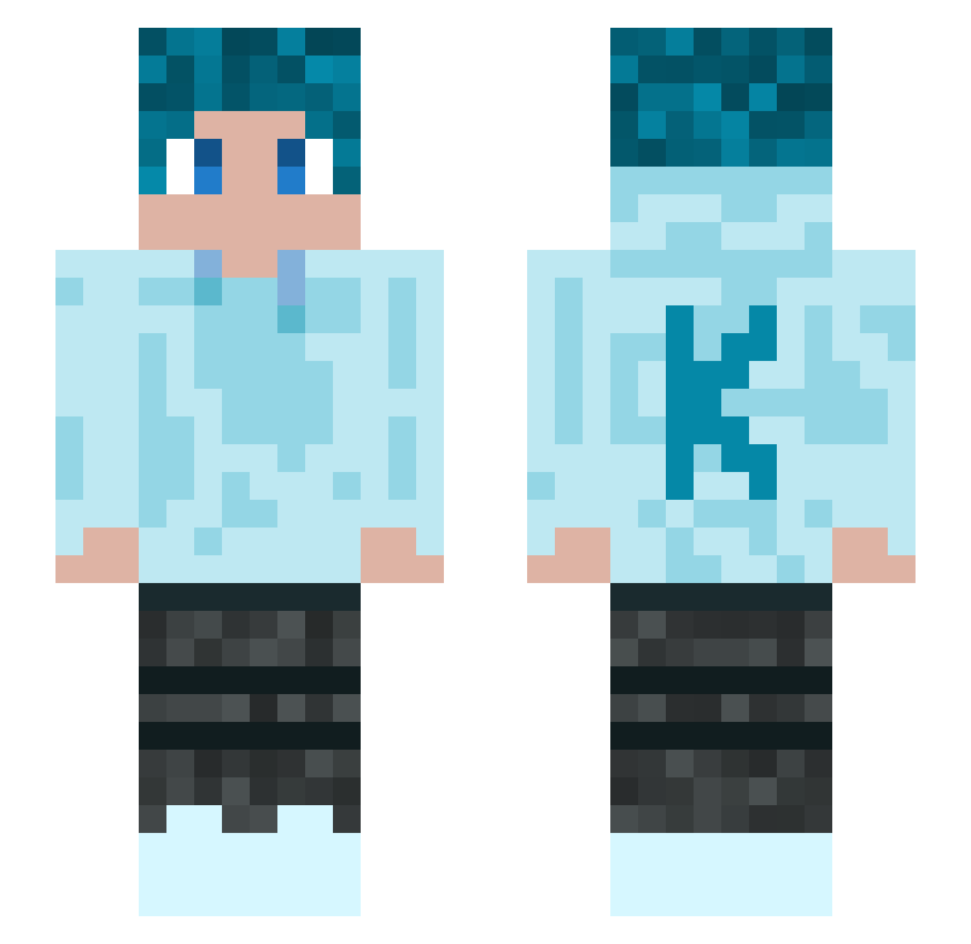 kleinblueone Minecraft skin, front and back view
