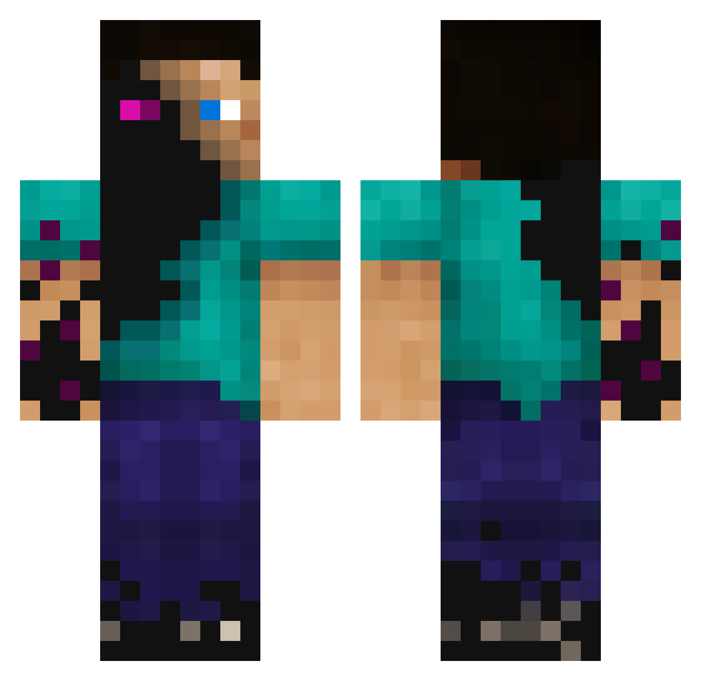 InfiniteZX Minecraft skin, front and back view