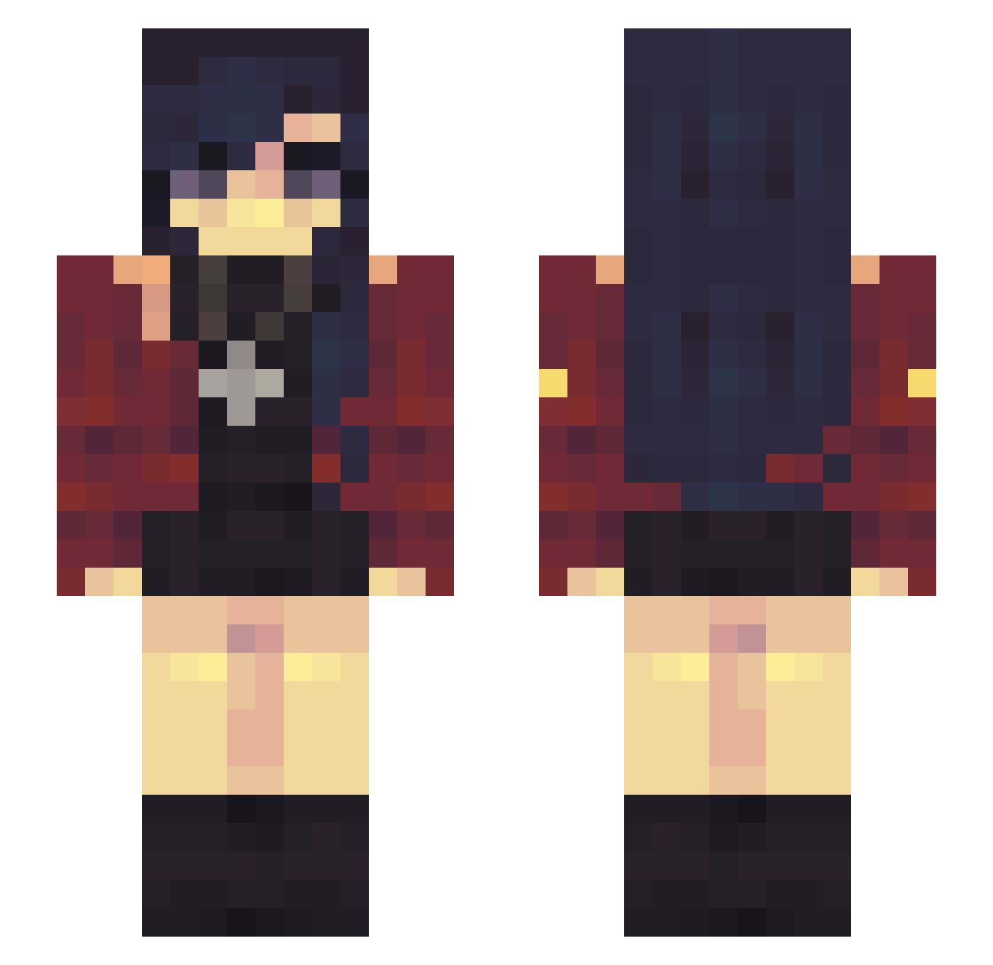 BrainRotReido Minecraft skin, front and back view