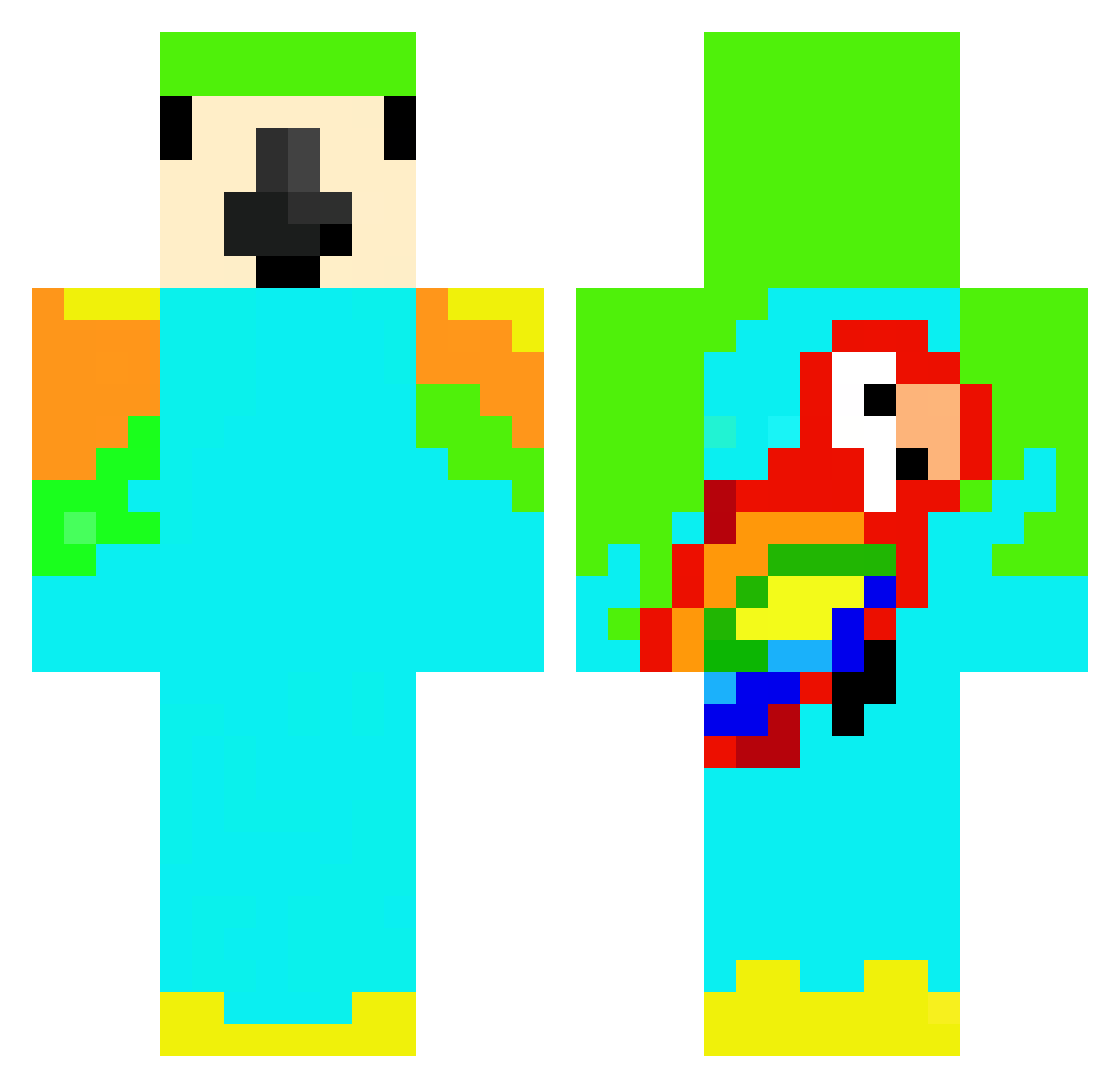 Lucianx2 Minecraft skin, front and back view
