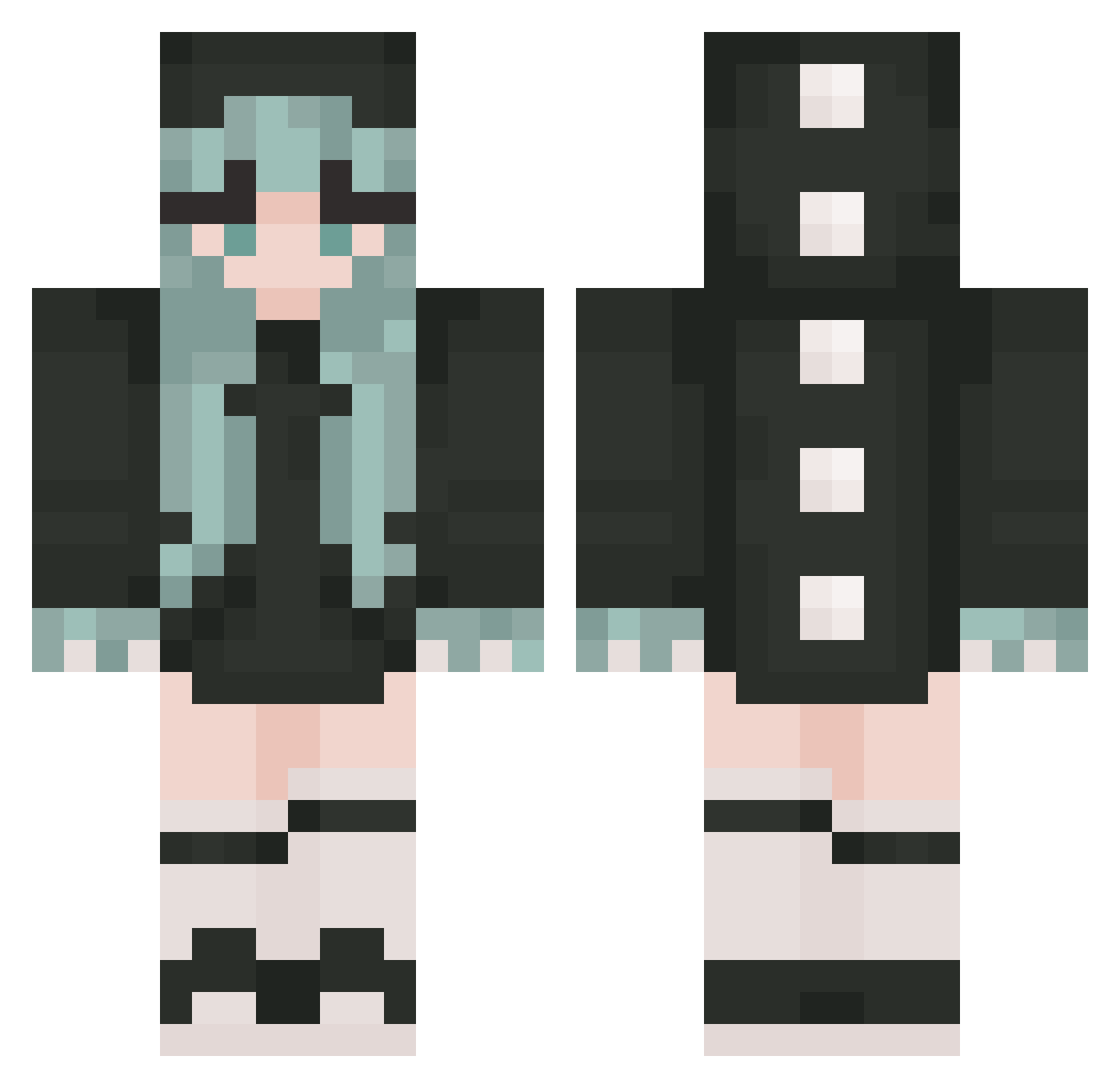 TomokoLey Minecraft skin, front and back view