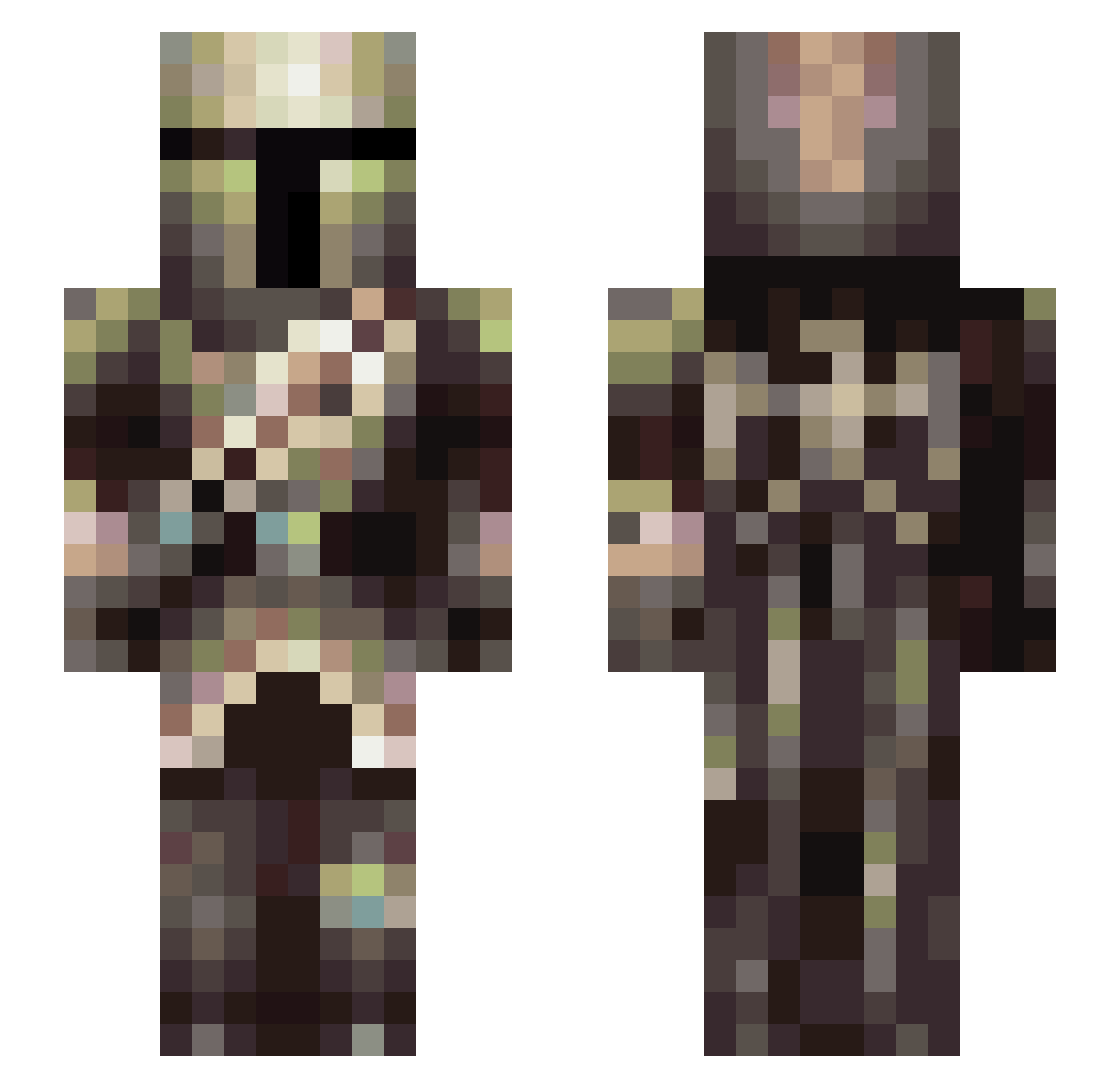 Jerrytron Minecraft skin, front and back view