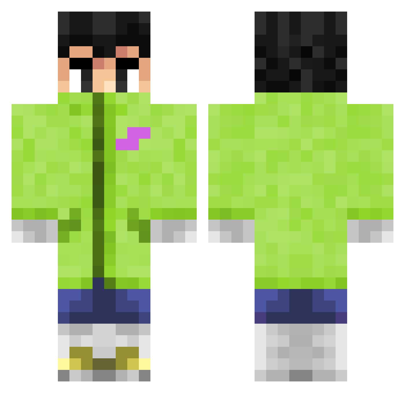 Rad3N Minecraft skin, front and back view