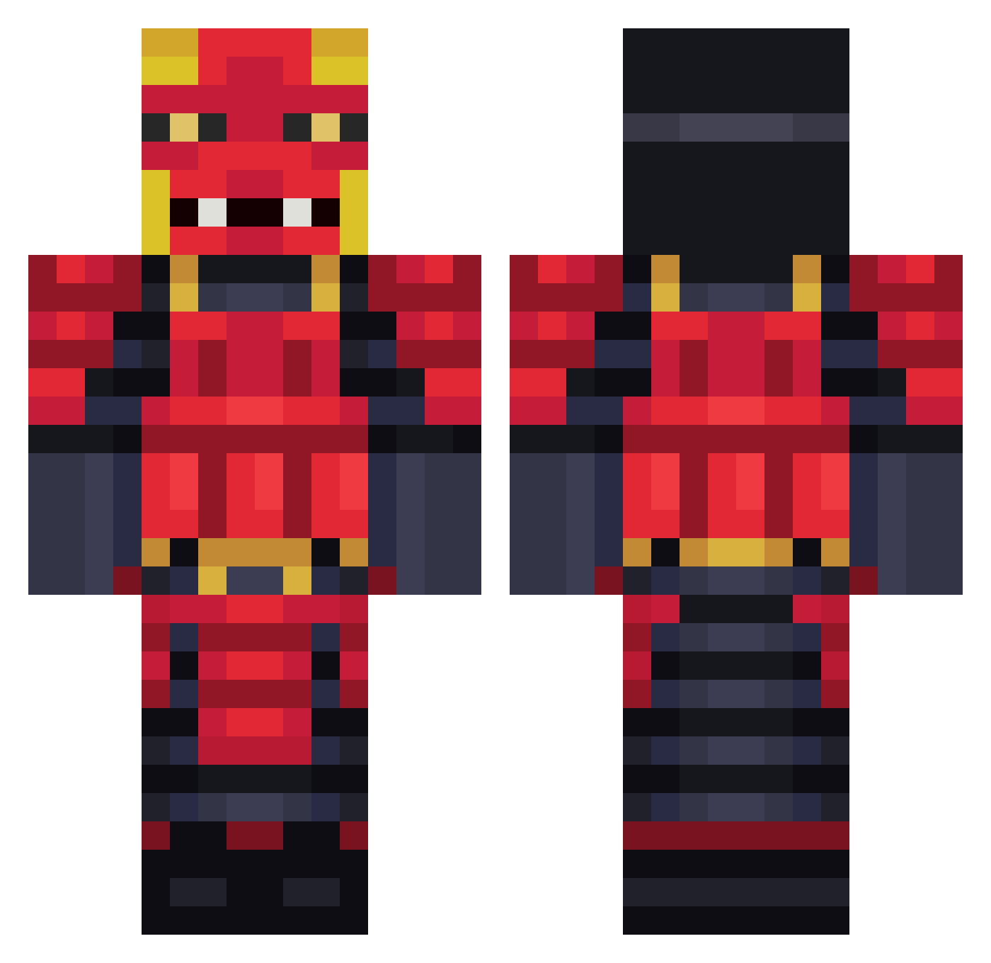 Hyderrr Minecraft skin, front and back view