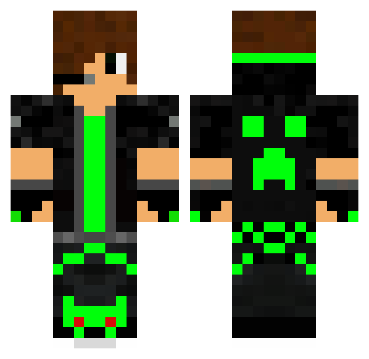 woodHD Minecraft skin, front and back view