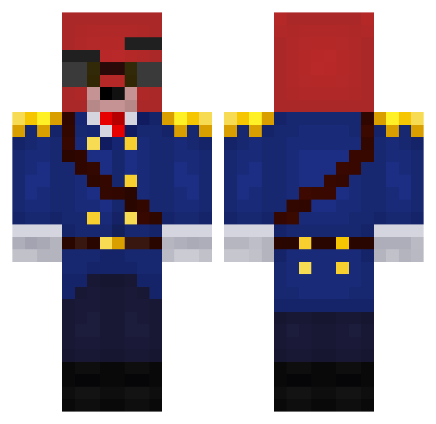 hmelnoiFOX Minecraft skin, front and back view