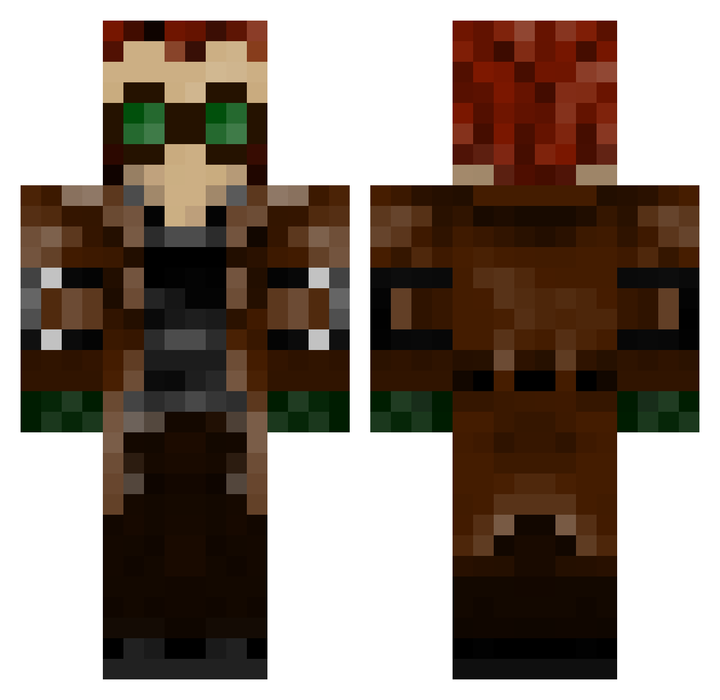 Normalizable Minecraft skin, front and back view