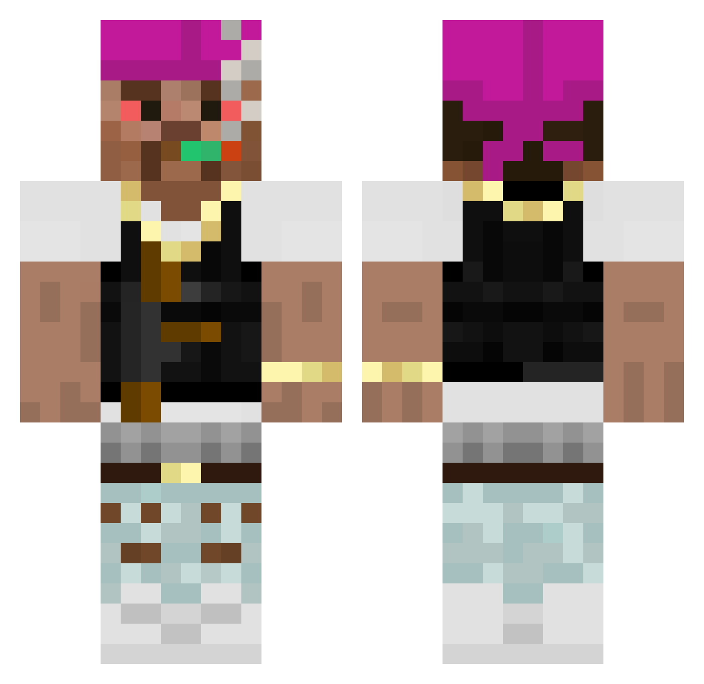 BrytShiesty Minecraft skin, front and back view