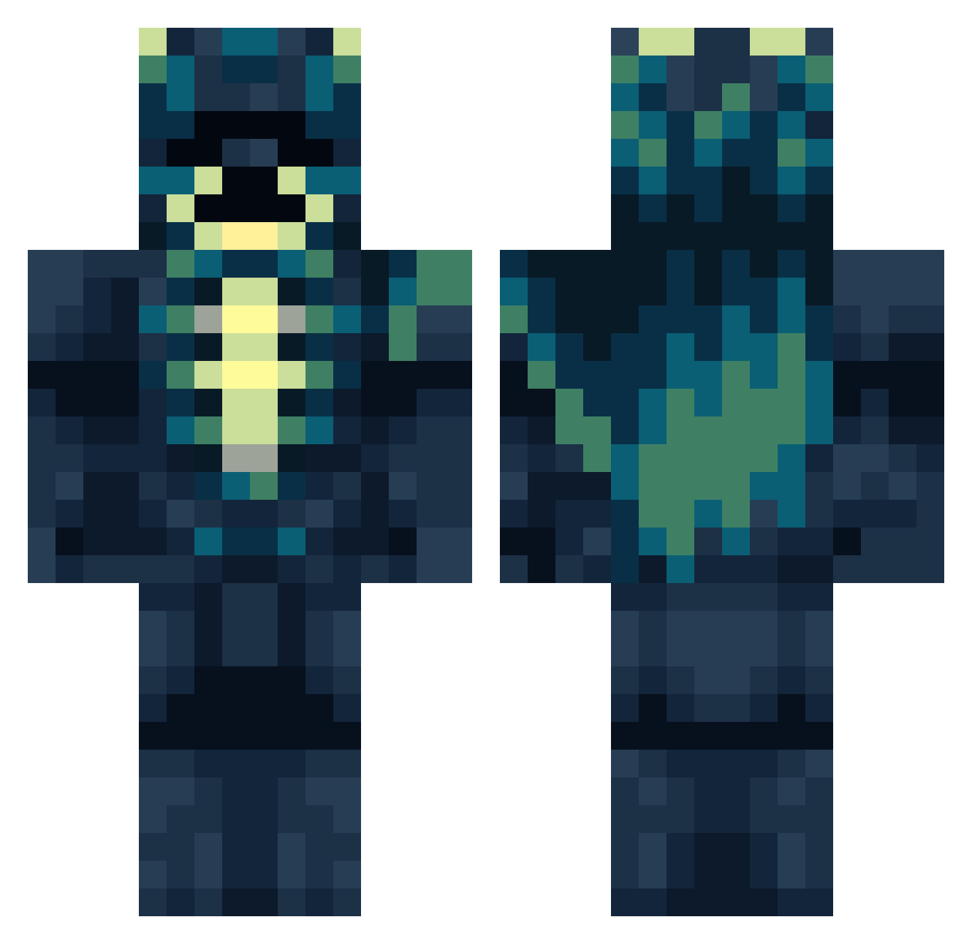 Mogli42 Minecraft skin, front and back view