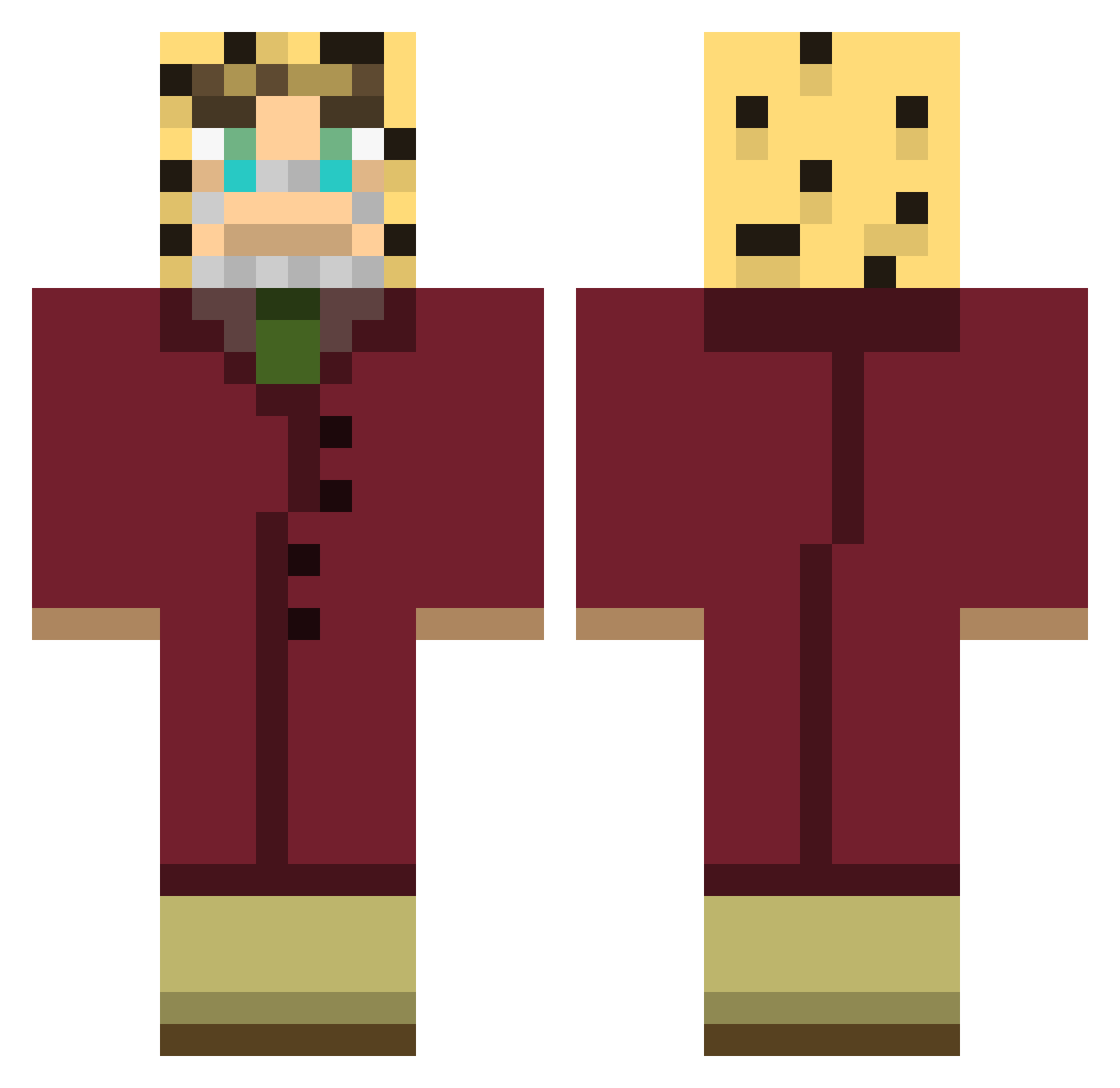 IoshfJoestar Minecraft skin, front and back view